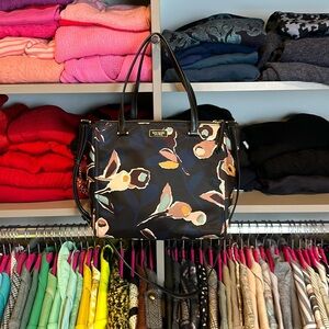 Kate Spade black with multicolored flowers nylon crossbody/shoulder bag